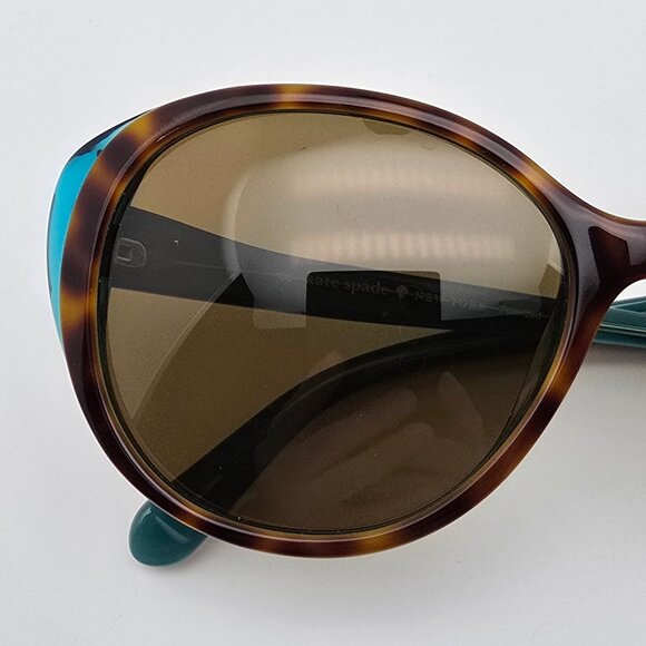 Kate Spade Finola Havana Teal Frame Polarized Dark Brown Lens Sunglasses w/ Case main image 16